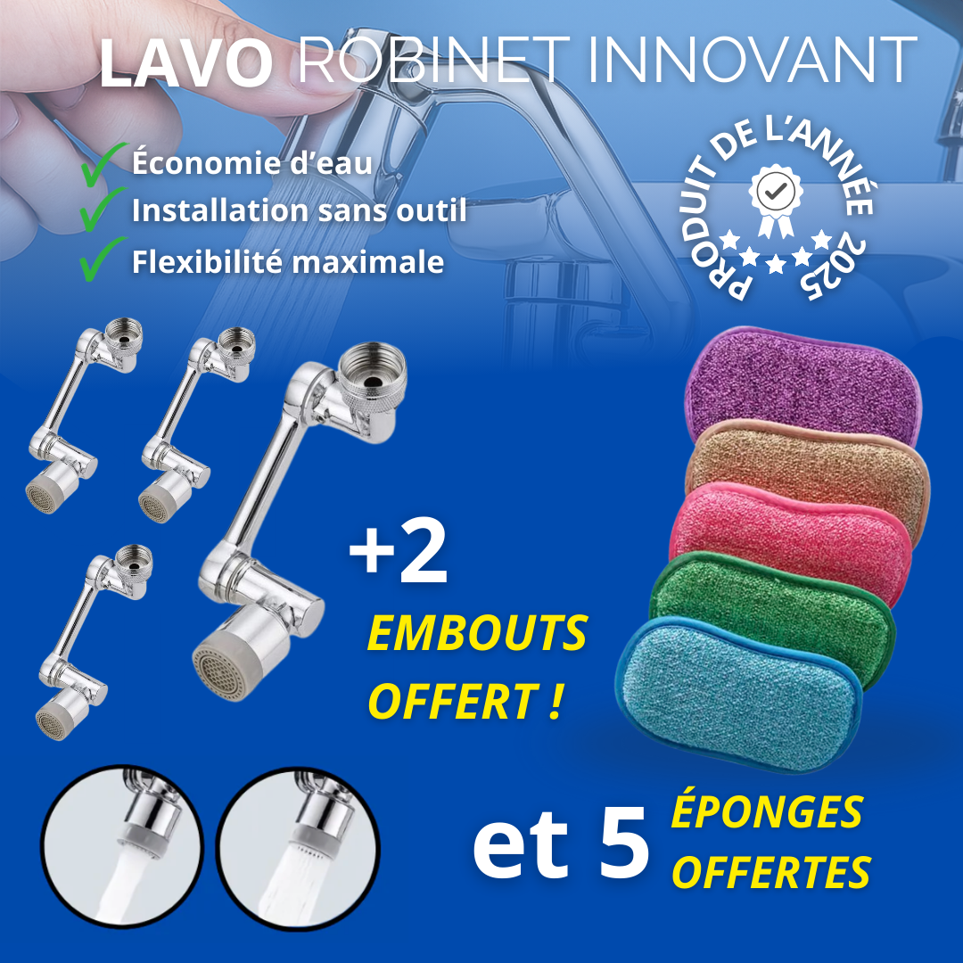 LaVo™, Aérateur de robinet universel rotatif à 1080°