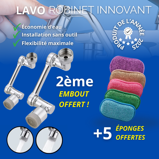 LaVo™, Aérateur de robinet universel rotatif à 1080°